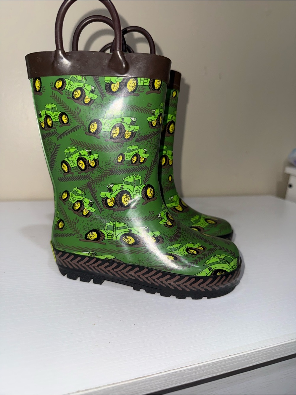 Western Chief Kids Tractor Rain Boots Size 7/8 Green Farm Boots
